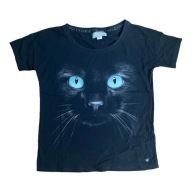 Koszulka damska t-shirt czarna z nadrukiem z krótkim rękawem XS Cropp