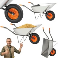 TACZKA BUDOWLANA SPAWANA MOCNA STALOWA BLACHA 2MM ŁADOWNOŚĆ 210KG 120l