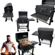 DUŻY GRILL WĘGLOWY Z POKRYWĄ ŻELIWNY RUSZT 113,5x50x107 cm 4iQ Group