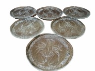 PUKEBERG SZWECJA TALERZE PATERY KRAB OWOCE MORZA SZKŁO GRUBE VINTAGE 6 szt