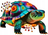 Puzzle Konturowe 650 el. Kolorowy ŻÓŁW Tęczowy Unikalne Kształty 70x50 cm