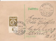 TRZECIA RZESZA -100 LAT POCZTY -postkarte -ozdobny stempel 1943 rok