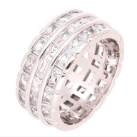 66785 Pierścionek platynowany średnica 20 mm obrączka z cyrkoniami