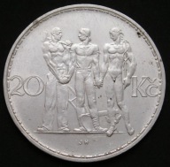 Czechosłowacja 20 koron 1934 - ludzie pracy - srebro