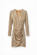 Błyszcząca sukienka wieczorowa Allyson S różowe złoto dopasowana