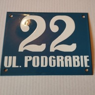 STARA EMALIOWNA TABLICA Z NUMEREM I NAZWĄ - PRL.