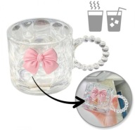 Szklanka opalizująca kokardka z uchem do kawy, drinków 1szt 260ml