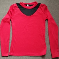 Bluzka damska z długim rękawem czerwona z wstawką tiulową f. U-shirt r. S