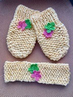Komplet dla noworodka handmade opaska/rękawiczki
