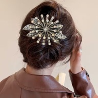 SPINKA klamra DUŻA złote cyrkonie ZŁOTA Biel Vintage modne retro perła BOHO