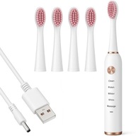 Szczoteczka Soniczna 38K ruchów/min 5 Trybów 4 Końcówki USB IPX7 Biała