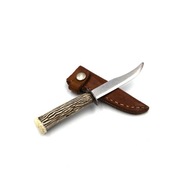 Nożyk vintage prl finka lata 80 80s 1980s kość harcerski skórzane etui