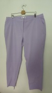 Liliowe, materiałowe eleganckie spodnie z wysokim stanem plus size 52