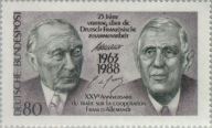 Niemcy 1988 Znaczek 1351 ** Francja traktat generał de Gaulle wspólne wydan