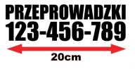 Naklejka PRZEPROWADZKI numer telefonu 20cm 1szt