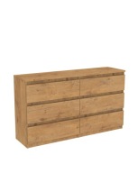 Komoda Dąb LanceLot 138,5cm 6 szuflad Nowoczesna Pojemna Szafka Do Sypialni
