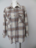 Beżowa kurtka koszulowa w kratę oversize House kurtka koszulowa XS