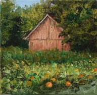 Dynie w ogródku" obraz olejny na płótnie 30x30cm , oryginał Garncarek Al,,,