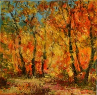 Jesienne" obraz olejny na płótnie 30x30cm , oryginał Garncarek Al,,,
