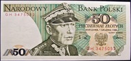Polska bankn.50zł.K.Świerczewski 1988 ser.GH UNC