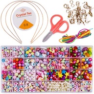 ZESTAW do Robienia NASZYJNIKÓW i BRANSOLETEK KORALIKI do Biżuterii LITERKI