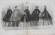 Miedzioryt Moda Les Modes Parisiennes ok. 1850