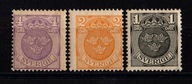 Szwecja . Stare znaczki pocztowe ( Herb narodowy ) 1910 -1911 / czyste