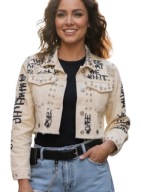 Kurtka Katana Biker Ecru Oversize Dżety Nity Dziury S M L Design