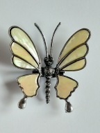 Zawieszka wisiorek broszka motyl choker boho hippie masa perłowa muszla