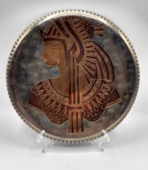 EGIPT Kleopatra piękny STARODAWNY talerz z miedzi