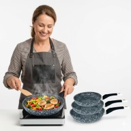 ZESTAW PATELNI GRANITOWYCH 3SZT 16/18/20CM INDUKCJA NON STICK PREMIUM