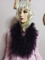 SZAL FUTRO Z LAMY piękny kolor oberżynowy 85