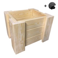 DONICA DREWNIANA 40CM + WKŁAD GRATIS ZŁOŻONA EKO Z WKŁADEM NA KWIATY ZIOŁA