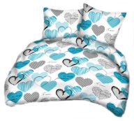 Pościel kora lux 140x200 + 2x70x80 + 2x40x40 zamek K 323 Serducha turkus
