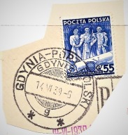 Polski znaczek 55 gr "Konstytucja 3 Maja" na wycinku GDYNIA PORT 14.06.1939