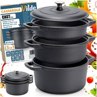 Garnki ŻELIWNE zestaw garnków z pokrywką garnek patelnia brytfanka żeliwna