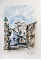 Litwa Wilno akwarela format a4 autor R. Kępa