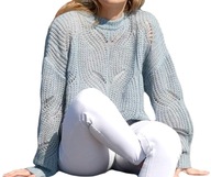 SWETER DAMSKI Beautifulsweater niebieski luźny rozmiar S/M