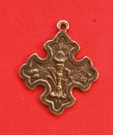 Piękny stary medalik krzyżyk komunia święta kielich srebro