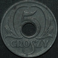 5 groszy 1939 GG - piękny egzemplarz
