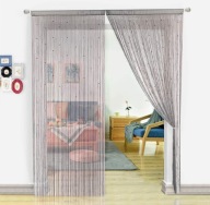 ZASŁONA SZNURKOWA 90X245CM SZARA SPAGHETTI PANELOWA DEKORACJA DRZWI OKIENNA
