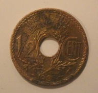 INDOCHINY FRANCUSKIE - 1/2 PÓŁ CENT - CENTYMA 1936 FRANCJA, INDIE, CHINY