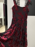 5 Sukienka Wow imprezowa czerń bordo kwiaty aksamit 10 lat 140 cm