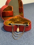 METALOWA SREBRNA DUŻA BROSZKA Z PERŁĄ MADE IN ENGLAND VINTAGE