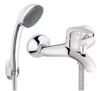 Bateria wannowa jednouchwytowa ścienna Ferro Algeo srebrny