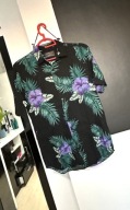 16 Koszula Primark czerń duże kolorowe kwiatowe wiązanki liście palm L