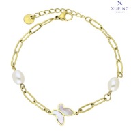 75674 Bransoletka złota stal chirurgiczna motylek perełki