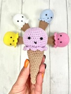 Lody Kawaii z buzią szydełkowe jedzenie amigurumi