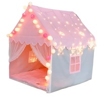 Namiot domek z podłogą do pokoju ogrodu domu | lampki LED różowy dla dzieci