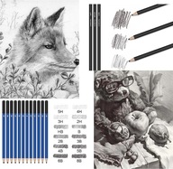 Szkicownik Zestaw Do Szkicowania Rysowania 144 Elementy Etui Kredki Ołówki